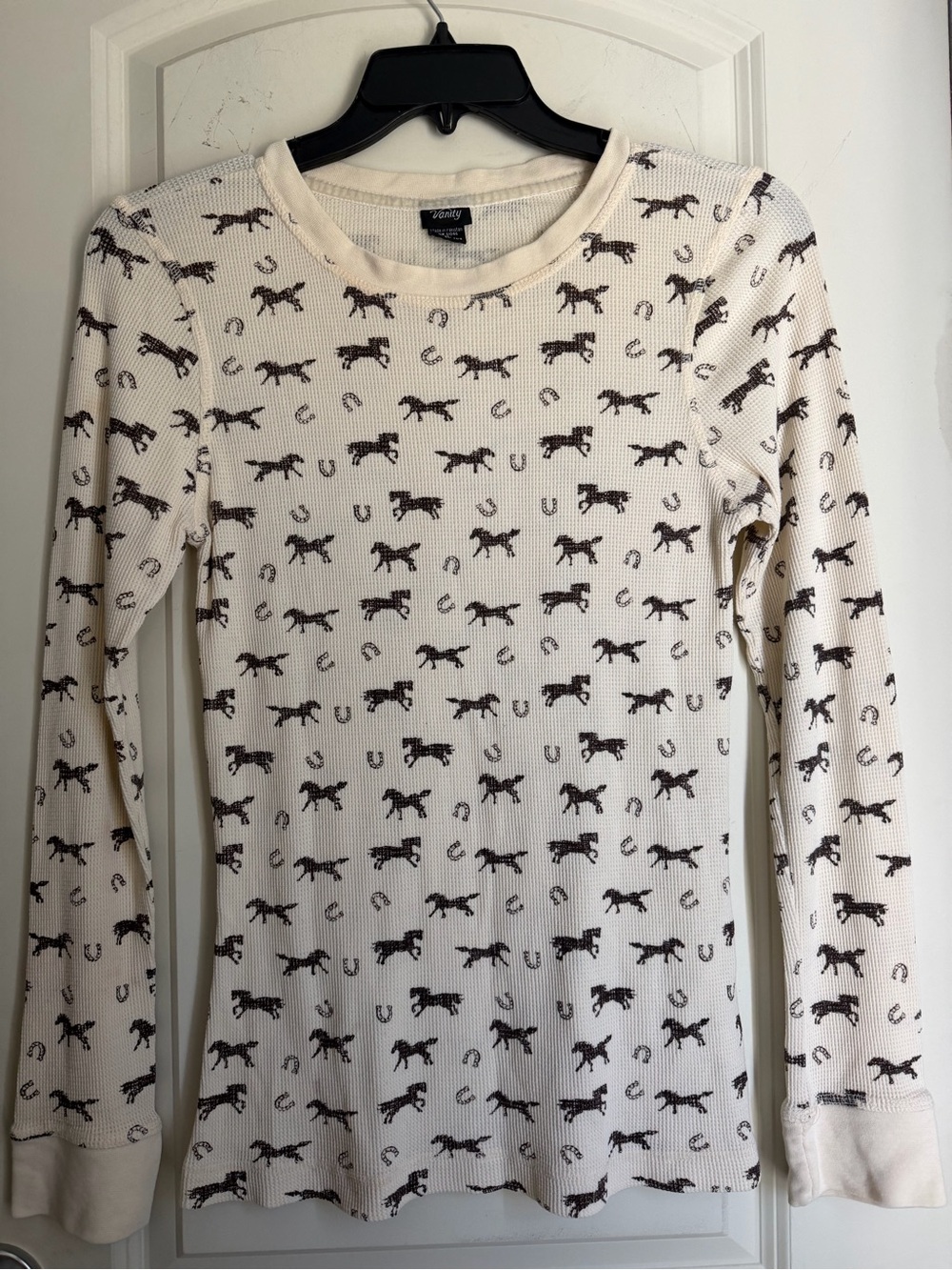 Vanity waffle Thermal XL with Brown Horse Print western rodeo barncore winter